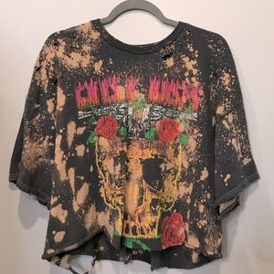 Guns N Roses Oversized Distressed Crop Tee